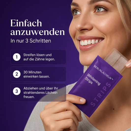 BERLINLÄCHELN™ Whitening Strips – Zahnaufhellungsstreifen für zu Hause | 42 Streifen