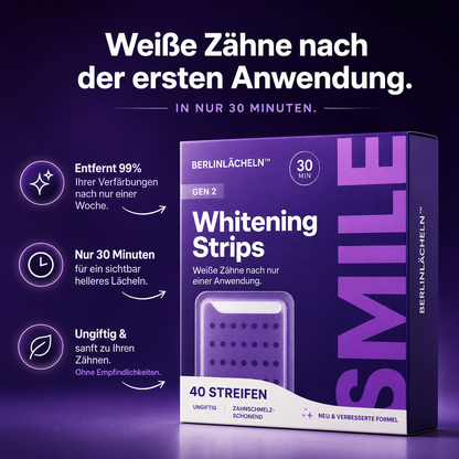 BERLINLÄCHELN™ Whitening Strips – Zahnaufhellungsstreifen für zu Hause | 42 Streifen